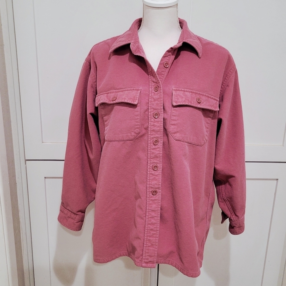 VTG LL Bean Dusty Pink Chamois Cloth Button-Up Shirt | Size 20